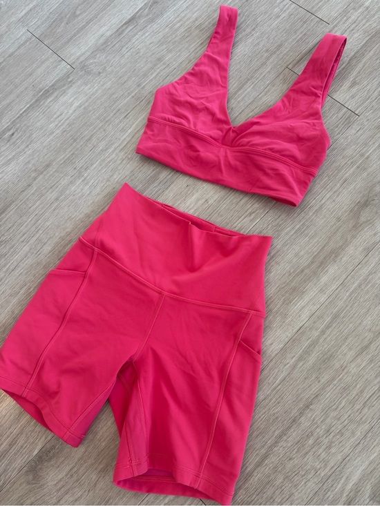 lululemon athletica Pants - lululemon athletica Vibrant Pink High-Waist Bike Shorts Set